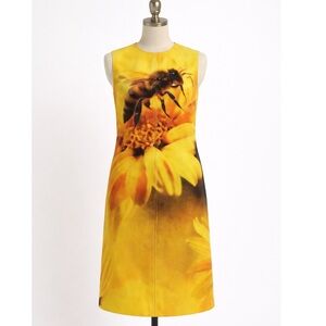 Tory Burch Yellow Bee & Floral Midi Sheath Dress